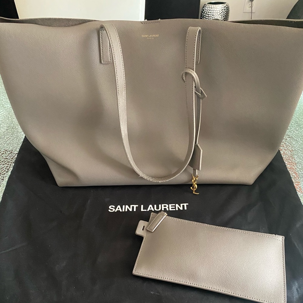 Authentic YSL Saint Laurent Leather Shopper Tote
